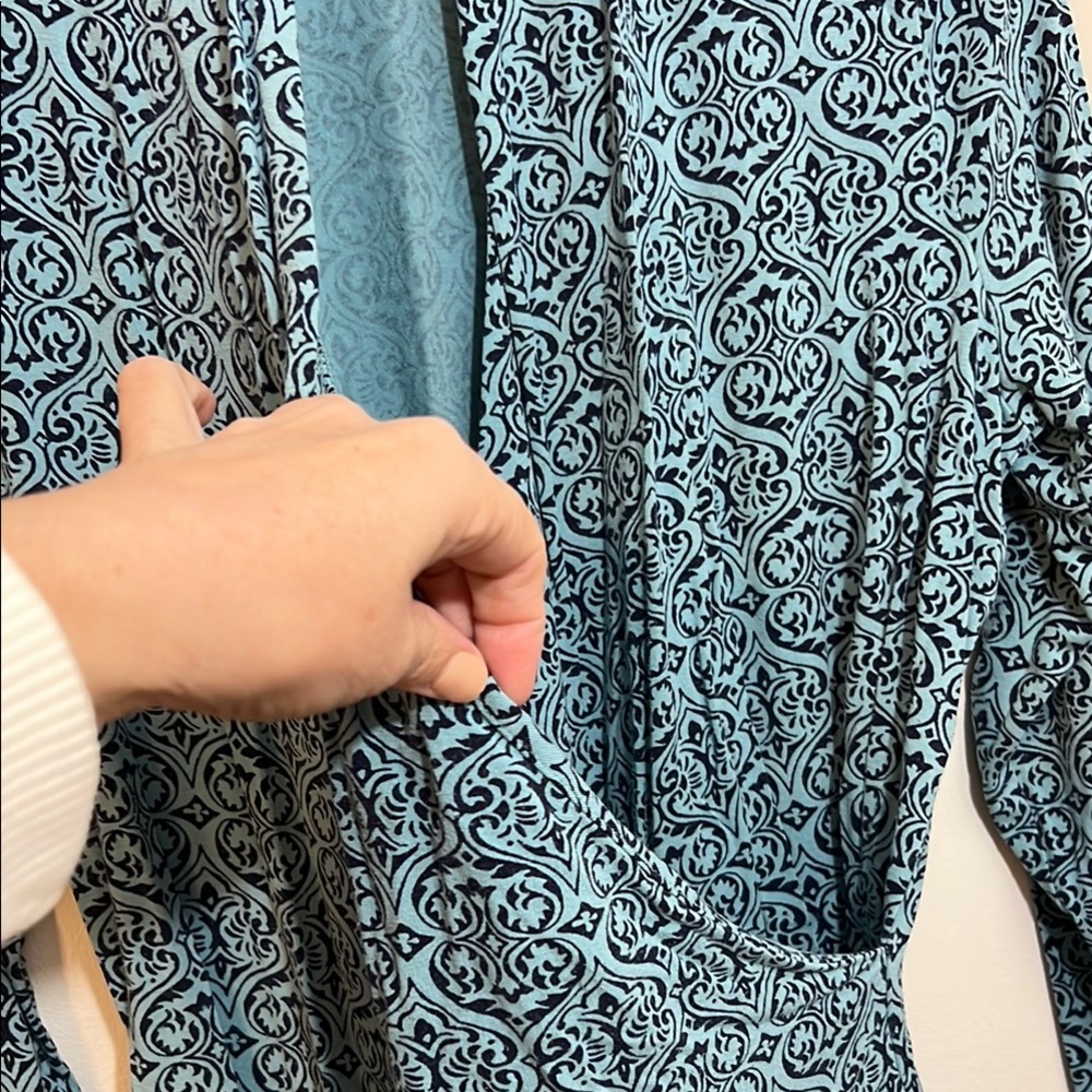 Talbots Blue Patterned Long Sleeve Tee - image 3